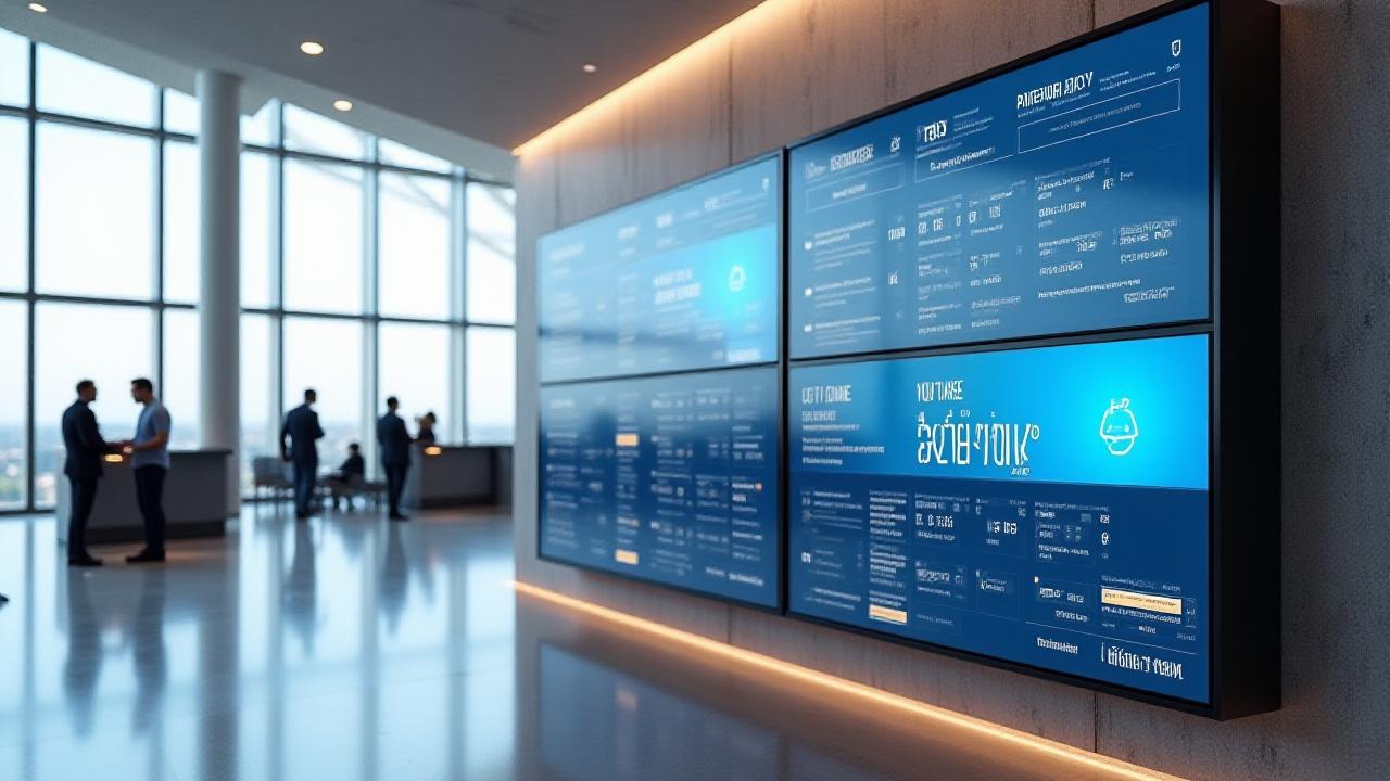 Paparan papan tanda digital moden di lobi korporat Kuala Lumpur